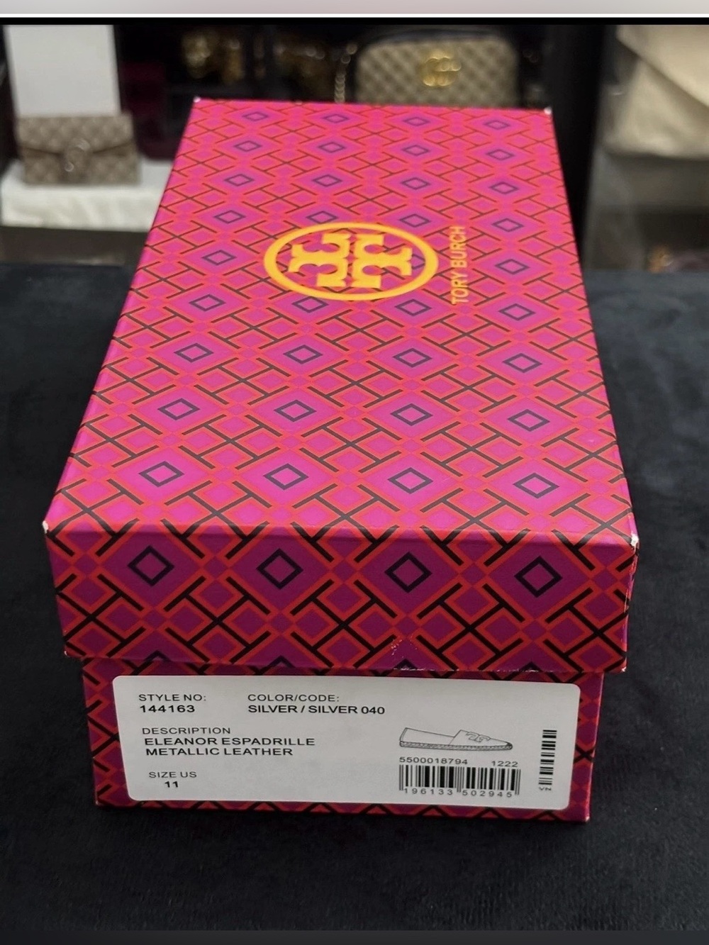 Tory Burch Eleanor Logo Espadrille Leather Flat Metallic Silver US 11. - Picture 9 of 9